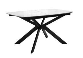 Стол DikLine BK140 керамика Carrara Gloss (мрамор глянец белый), подстолье черное, опоры черные