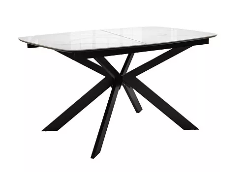 Стол DikLine BK140 керамика Carrara Gloss (мрамор глянец белый), подстолье черное, опоры черные
