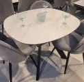 Стол DikLine BK100 Керамика Белый мрамор/подстолье черное/опоры черные Образец в салоне ТЦ Кемп