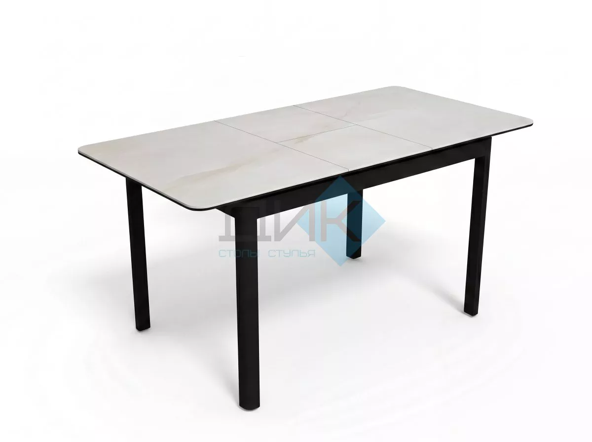 Стол DikLine DKQ120 Керамика белый Icelandic white jade (Ostra Bianco Light)/подстолье черное/опоры черные