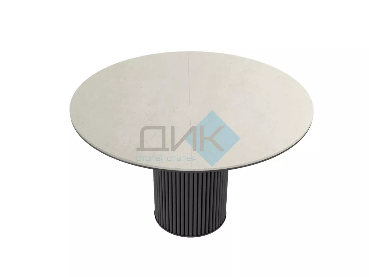 Стол DikLine AKRR120 Керамика Krater Perla (бежевый матовый)/подстолье черное/опоры черные (2 уп.)