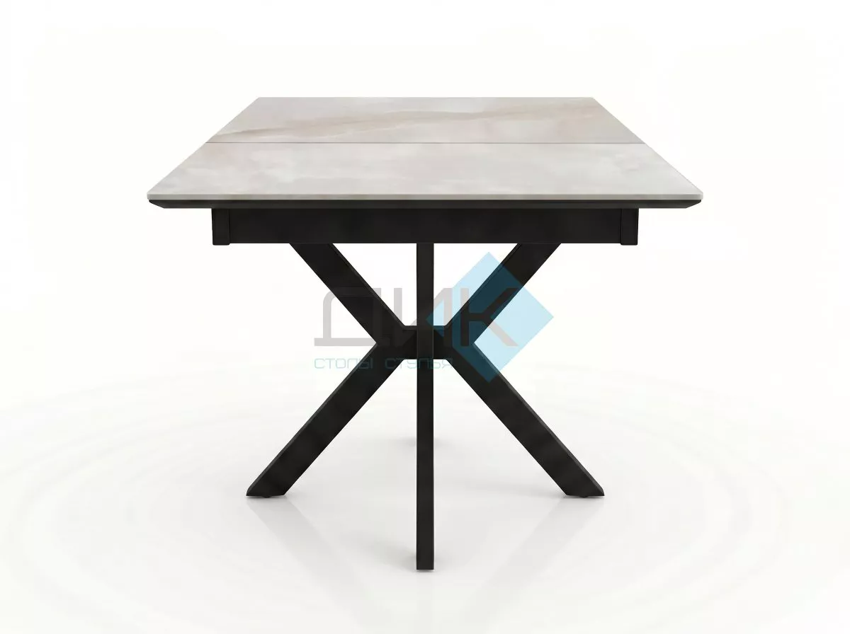 Стол DikLine DKI100 Керамика белый Icelandic white jade (Ostra Bianco Light)/подстолье черное/опоры черные (2уп.)