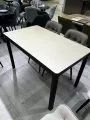 Стол DikLine DKQ120 Керамика матовый бежевый (light yellow)/опоры черные Образец в салоне ТЦ Румер