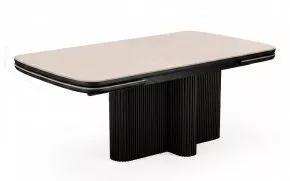Стол DikLine DKO160 Керамика Krater Perla (бежевый матовый)/подстолье черное/опоры черные (2 уп.)