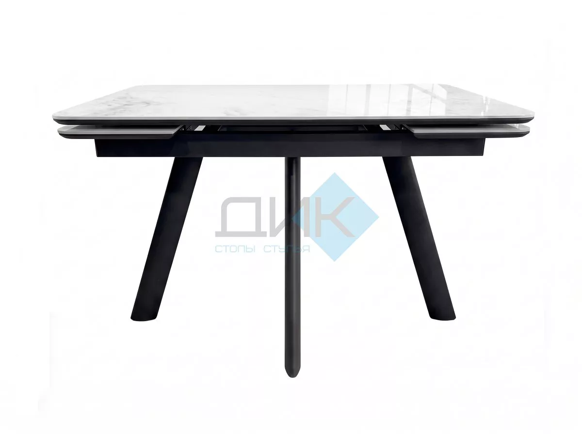 Стол DikLine DKA110E Керамика Platinum ART (белый глянец)/подстолье черный
