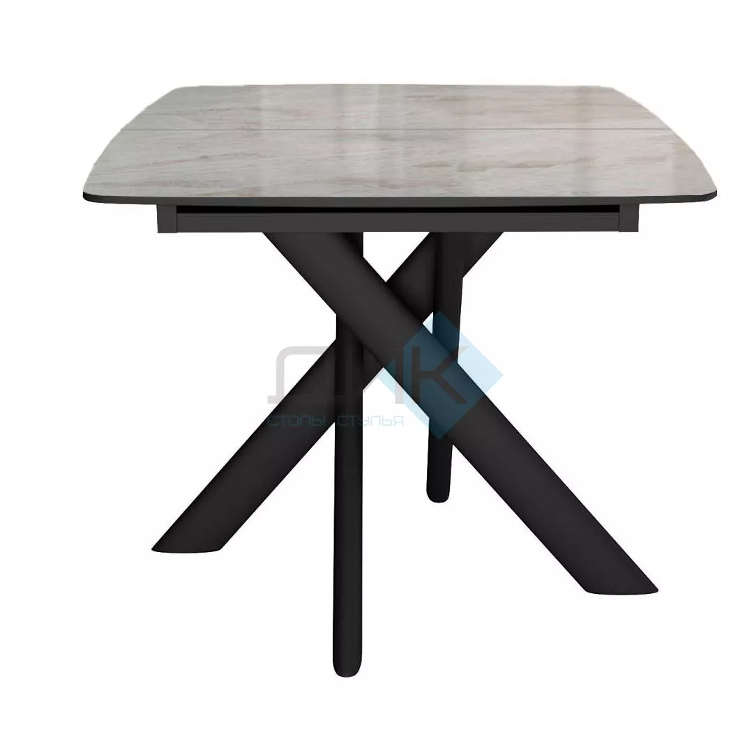 Стол DikLine DKB110, Керамика Italian Grey (глянец серый)/подстолье черное/опоры черные