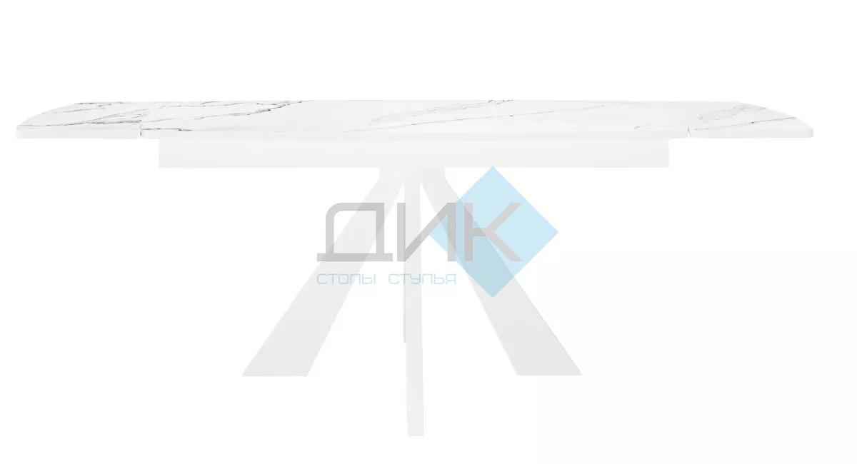 Стол DikLine DKU120 Керамика Белый мрамор/подстолье белое/опоры белые (2 уп.)
