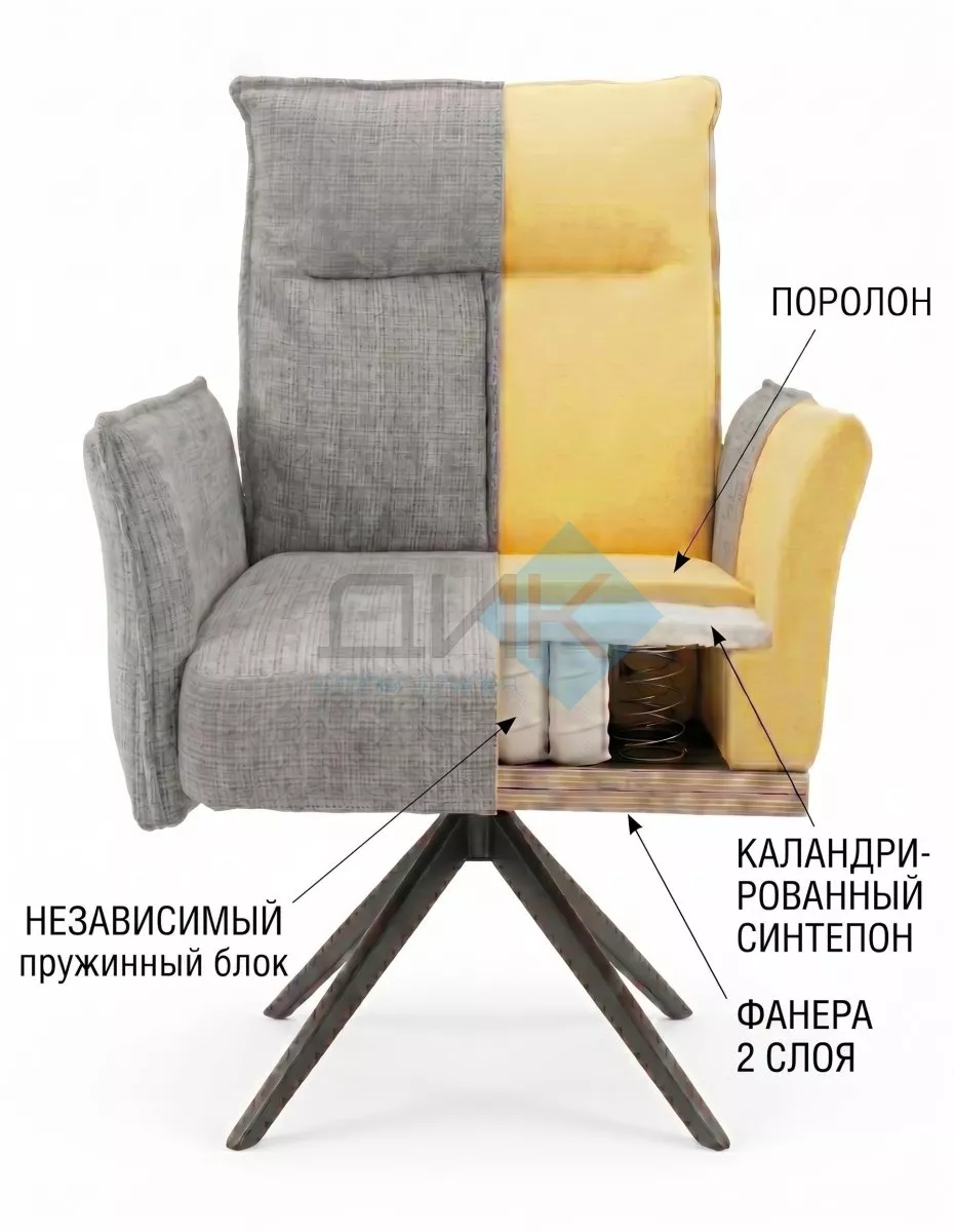 Стул DikLine 6824 тк. Серая 709-23, опоры черные поворотный