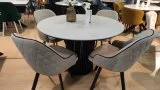 Стол DikLine AKR120 Керамика Krater Perla (бежевый матовый)/подстолье черное/опоры черные Образец в салоне  ТЦ Красный Кит