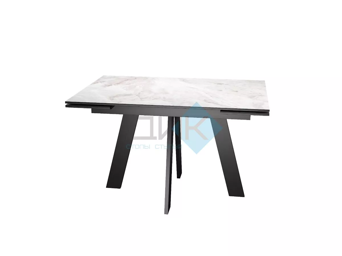 Стол DikLine SKM140 Керамика Italian Grey (глянец серый)/опоры черные Образец в салоне ТЦ Европолис