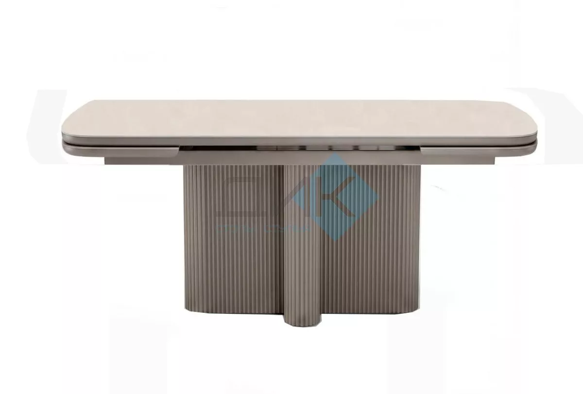 Стол DikLine DKO140 Керамика Krater Perla (бежевый матовый)/подстолье капучино/опоры капучино (2 уп.)