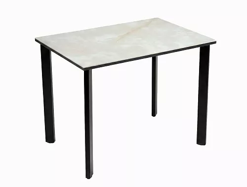 Стол DikLine DKT90 Керамика глянец белый Icelandic white jade (Ostra Bianco Light)/подстолье черное/опоры черные