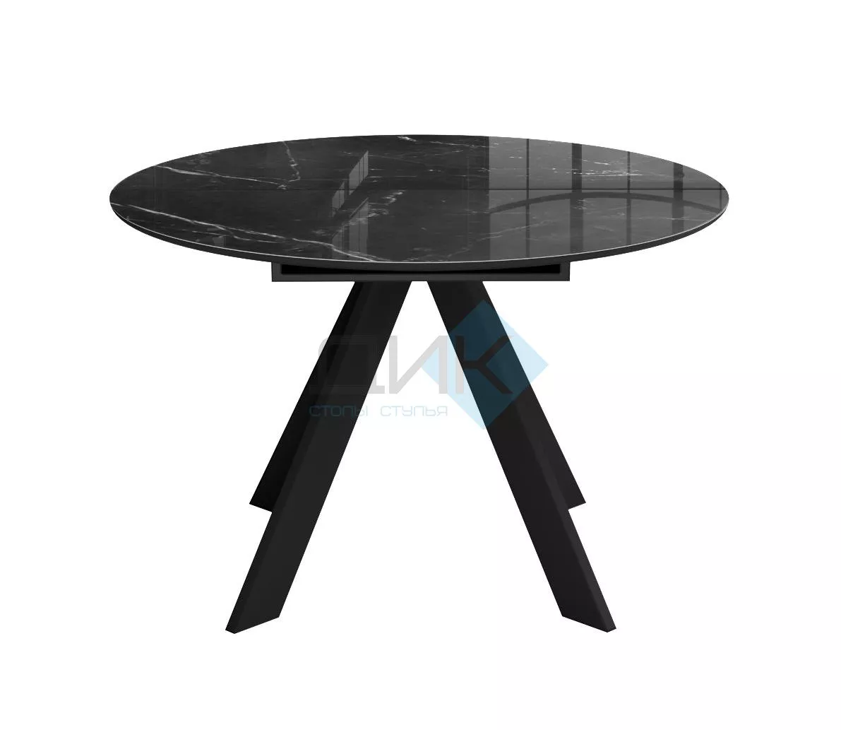 Стол DikLine SFC110 d1100 стекло Оптивайт Черный мрамор/подстолье черное/опоры черные