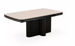 Стол DikLine DKO160 Керамика Krater Perla (бежевый матовый)/подстолье черное/опоры черные (2 уп.)