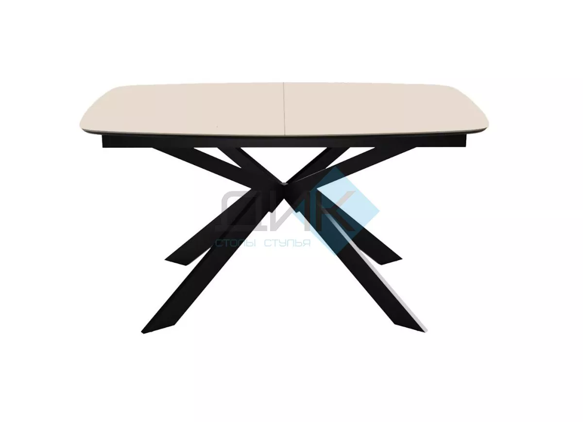 Стол DikLine BK140 керамика Krater Perla (бежевый матовый), подстолье черное, опоры черные