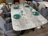 Стол DikLine KY220 керамика серый мрамор С20 глянец/опоры черные Образец в салоне ТЦ Авиапарк