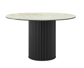 Стол DikLine AKRR120 Керамика глянец Ostra Bianco (мрамор глянец белый)/подстолье черное/опоры черные (2 уп.)