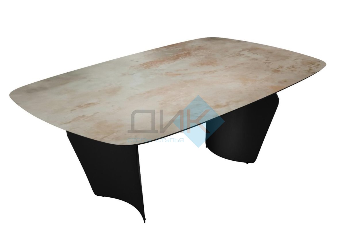 Стол DikLine KU180 керамика мрамор SH1683 матовая/опоры черные Образец в салоне ТЦ Гранд Химки