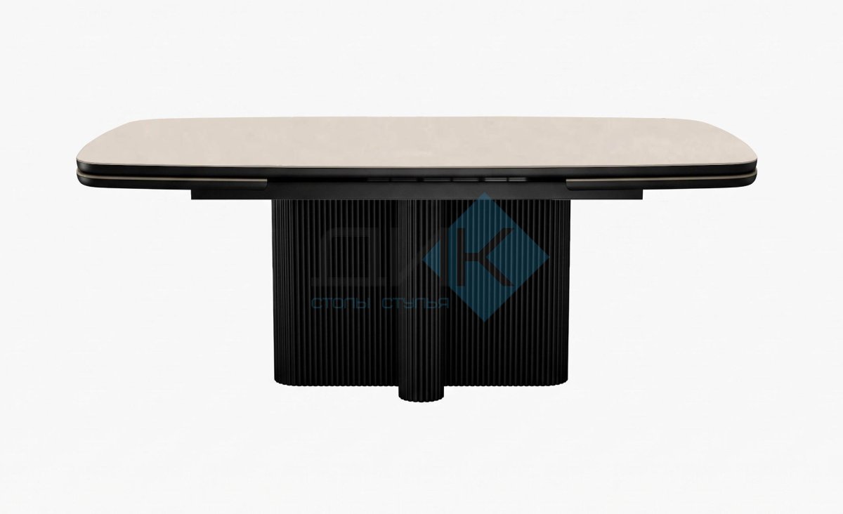 Стол DikLine DKO140 Керамика Krater Perla (бежевый матовый)/подстолье черное/опоры черные (2 уп.)