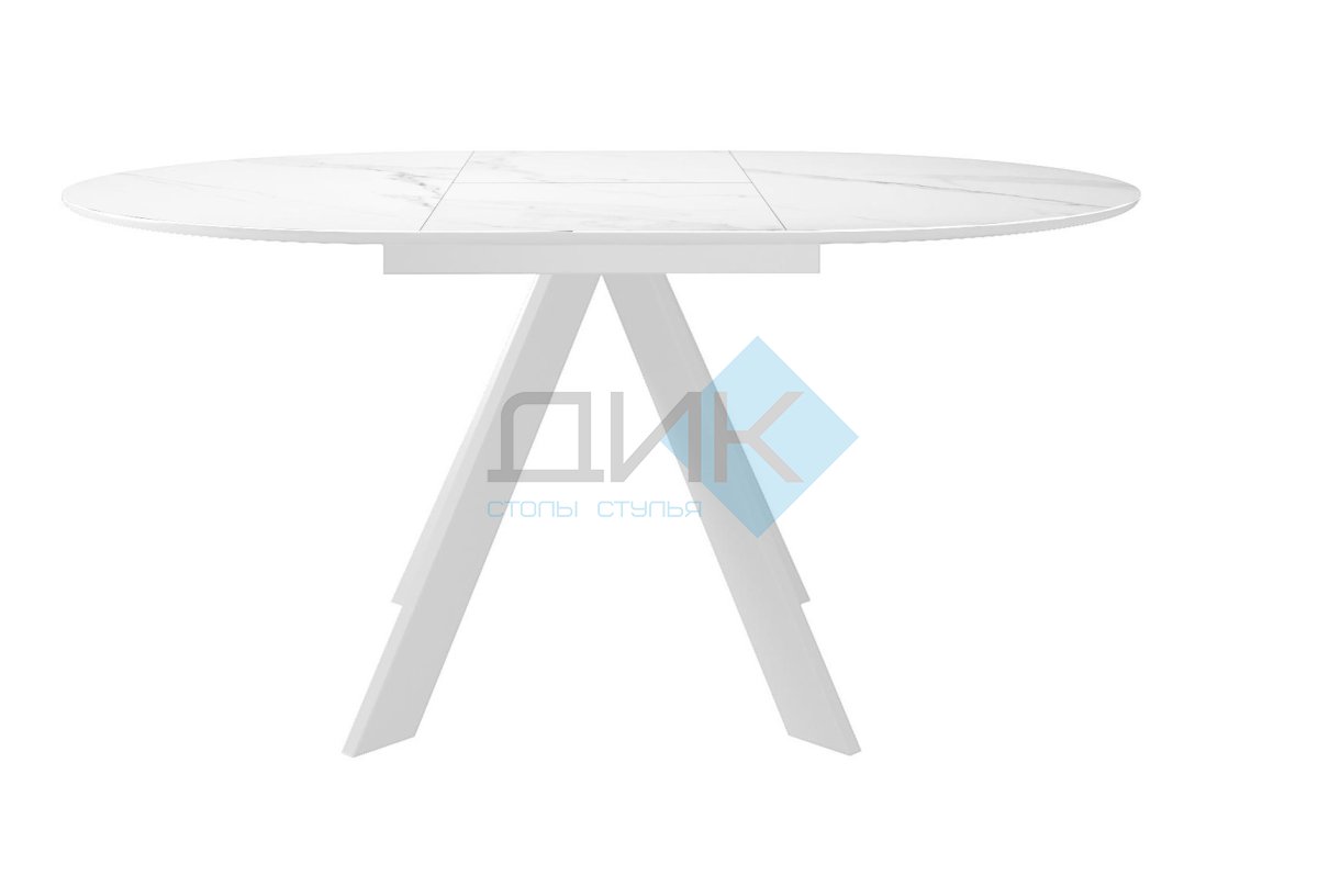 Стол DikLine SKC90 d900 Керамика Белый мрамор/подстолье белое/опоры белые