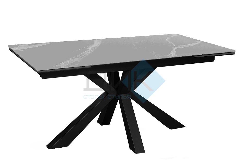 Стол DikLine SFE160 Керамика Серый мрамор/подстолье черное/опоры черные (2 уп.)