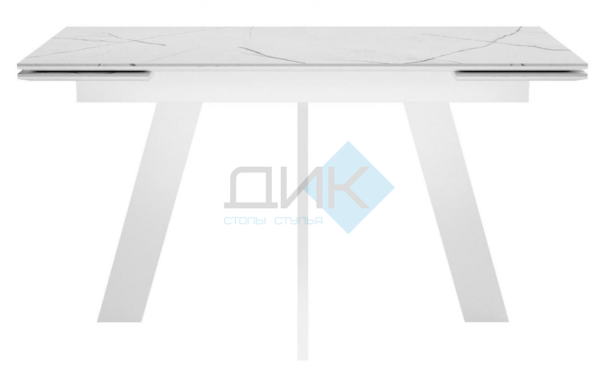 Стол DikLine SKM140 Керамика Белый мрамор/подстолье белое/опоры белые (2 уп.)