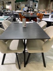 Стол DikLine DKD120, керамика 120(160)х80, мрамор черный матовый, опоры черные Образец в салоне ТЦ Гранд Юг