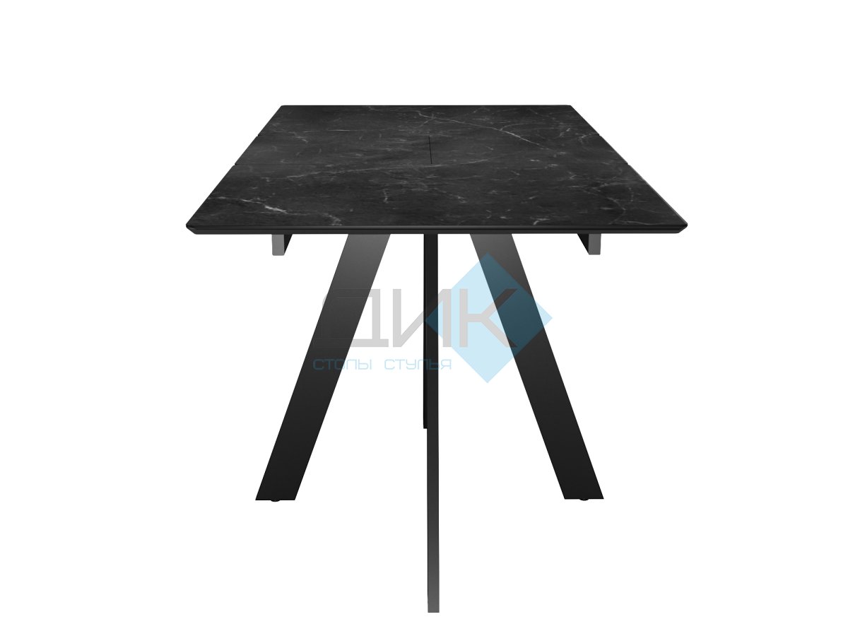 Стол DikLine DKD140, керамика 140(180)х80, мрамор черный матовый, опоры черные (2 уп.)