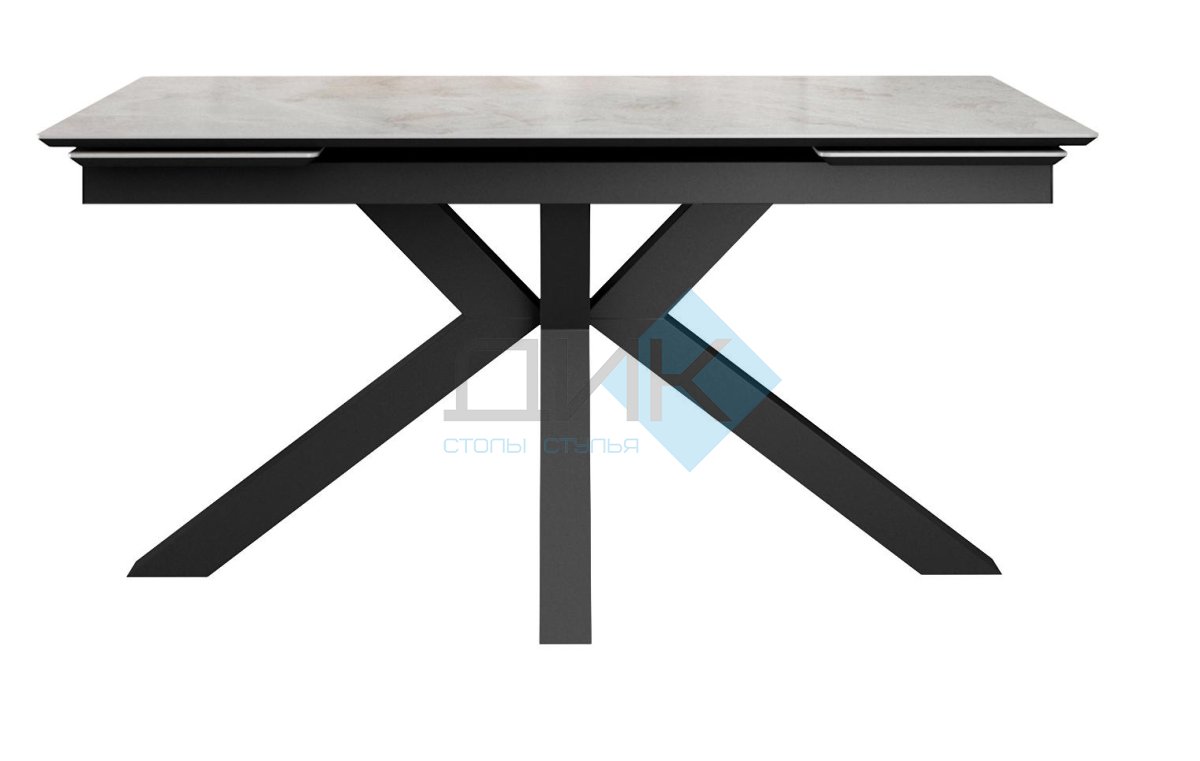 Стол DikLine SFE160 Керамика Italian Grey (глянец серый)/подстолье черное/опоры черные (2 уп.)