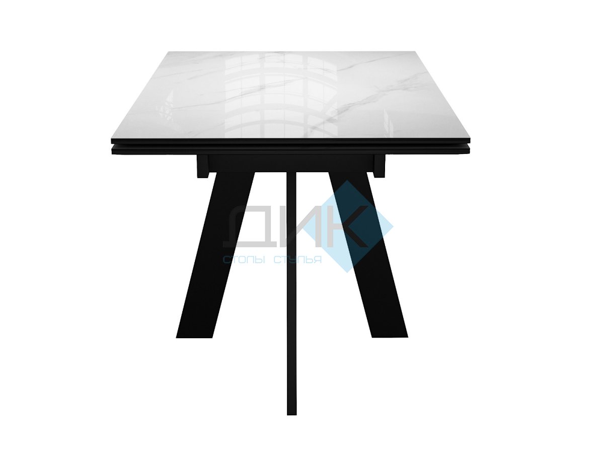 Стол DikLine SKM120 Керамика Carrara Gloss (мрамор глянец белый)/опоры черные