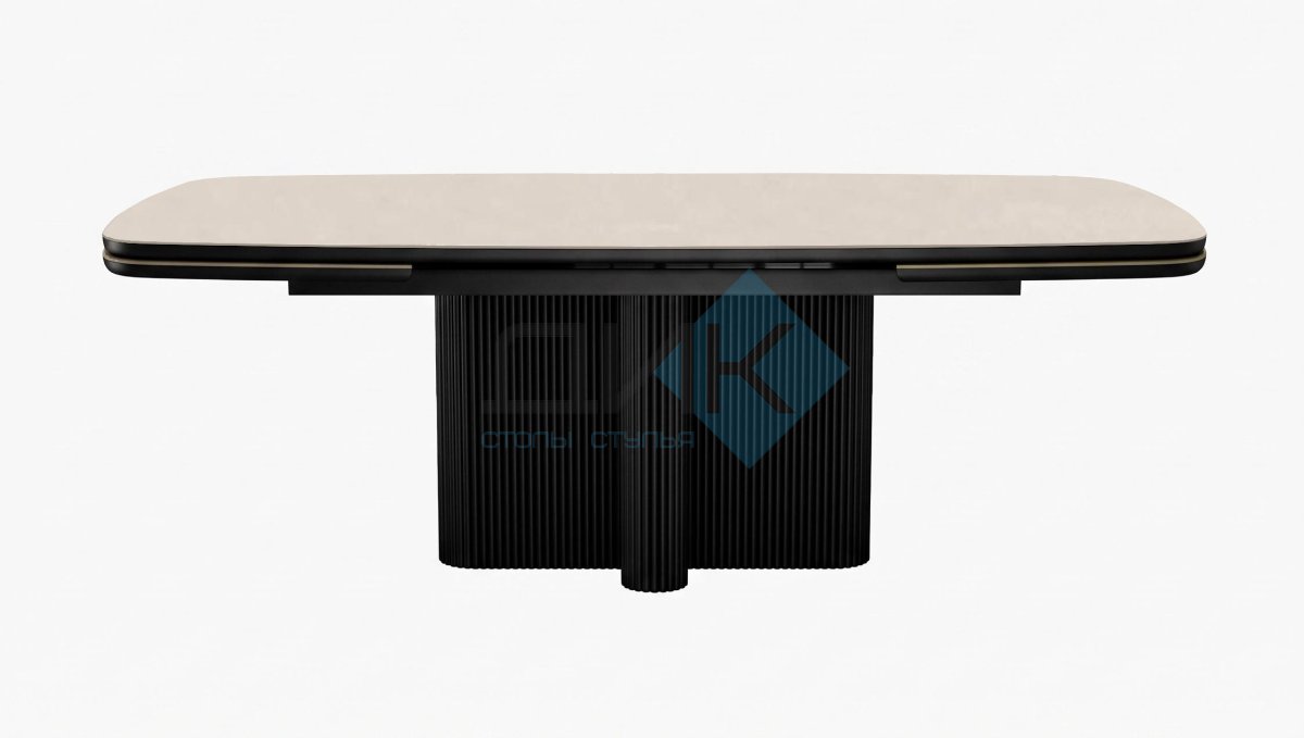 Стол DikLine DKO160 Керамика Krater Perla (бежевый матовый)/подстолье черное/опоры черные (2 уп.)