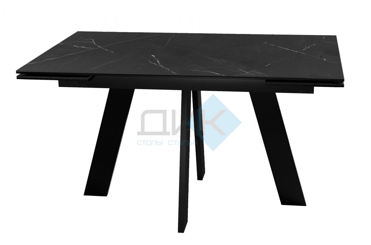 Стол DikLine SKM140 Керамика Черный мрамор/подстолье черное/опоры черные (2 уп.)