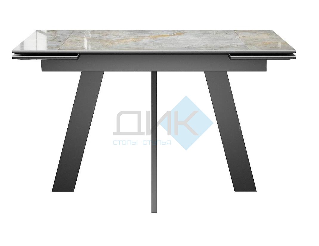 Стол DikLine SKM120 Керамика Titanium Silver River Polished/подстолье черное/опоры черные