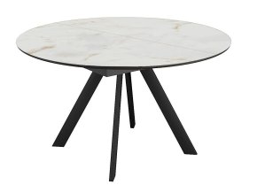 Стол DikLine SKC120 d1200 Керамика глянец Ostra Bianco (мрамор глянец белый)/подстолье черное/опоры черные