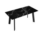 Стол DikLine DKH160, керамика 160(200)х90, мрамор черный матовый, опоры черные (2 уп.)