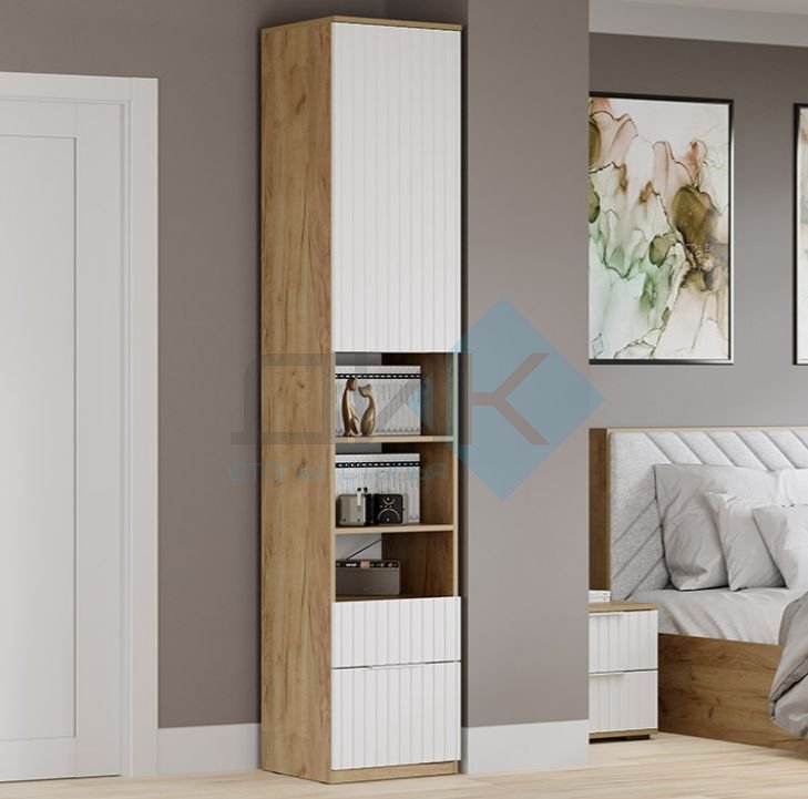 Хилтон Шкаф комбинированный с 1 дверью (2 ящика) исп. 2 (Дуб Крафт золотой/Белый матовый)