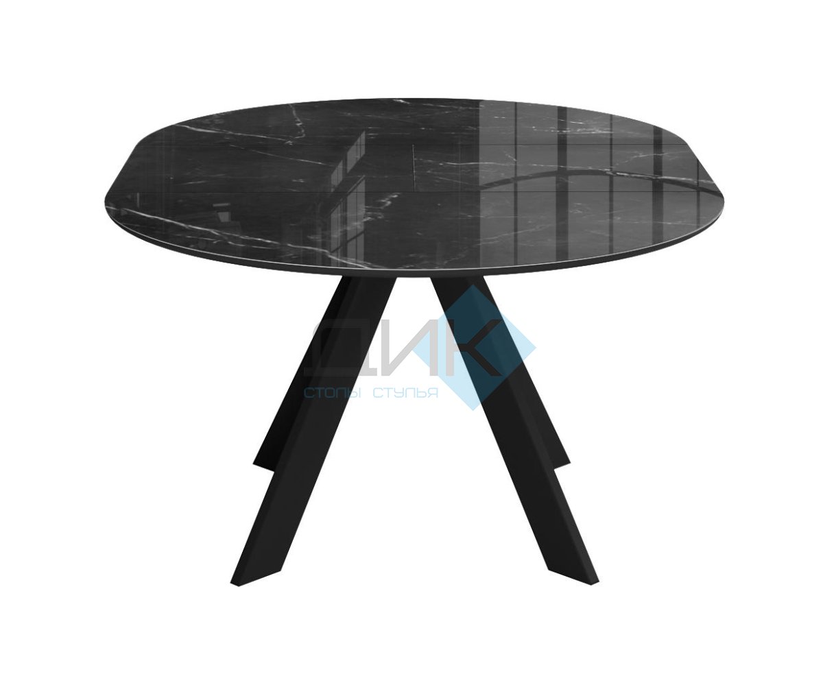 Стол DikLine SFC100 d1000 стекло Оптивайт Черный мрамор/подстолье черное