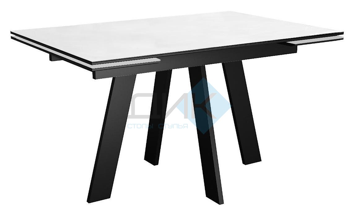 Стол DikLine SKM120 Керамика Mono white (белый матовый)/подстолье черное,