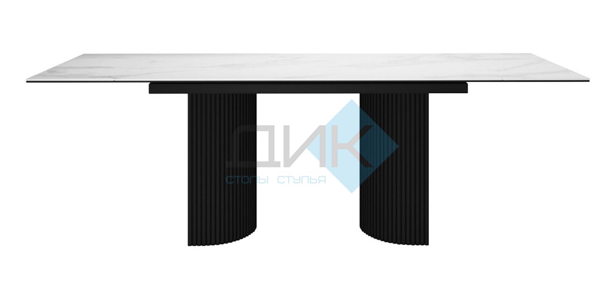 Стол DikLine IKD160 Керамика Carrara Gloss (мрамор глянец белый)/подстолье черное (2 уп.)