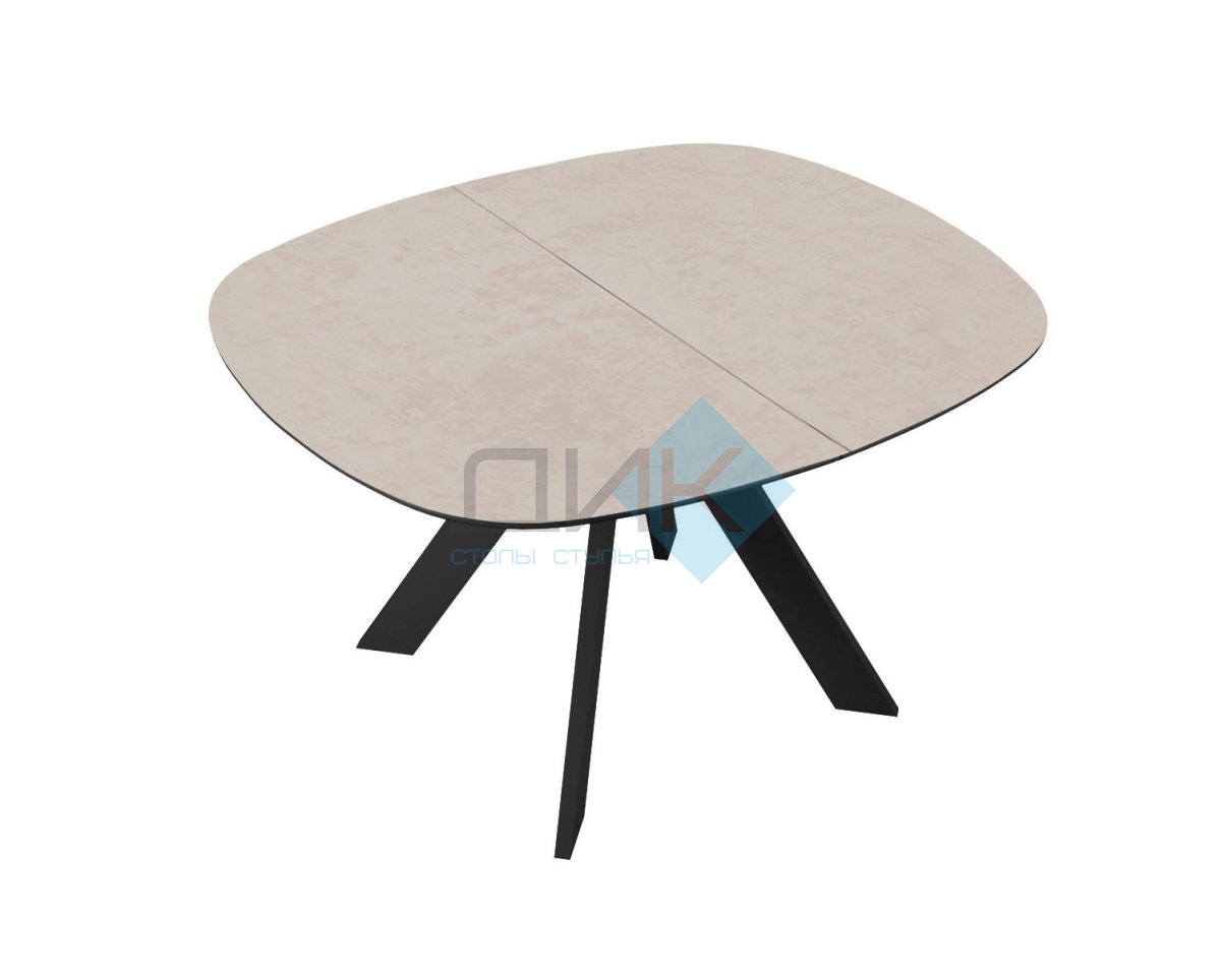 Стол DikLine BK100 Керамика Krater Perla (бежевый матовый)/подстолье черное/опоры черные