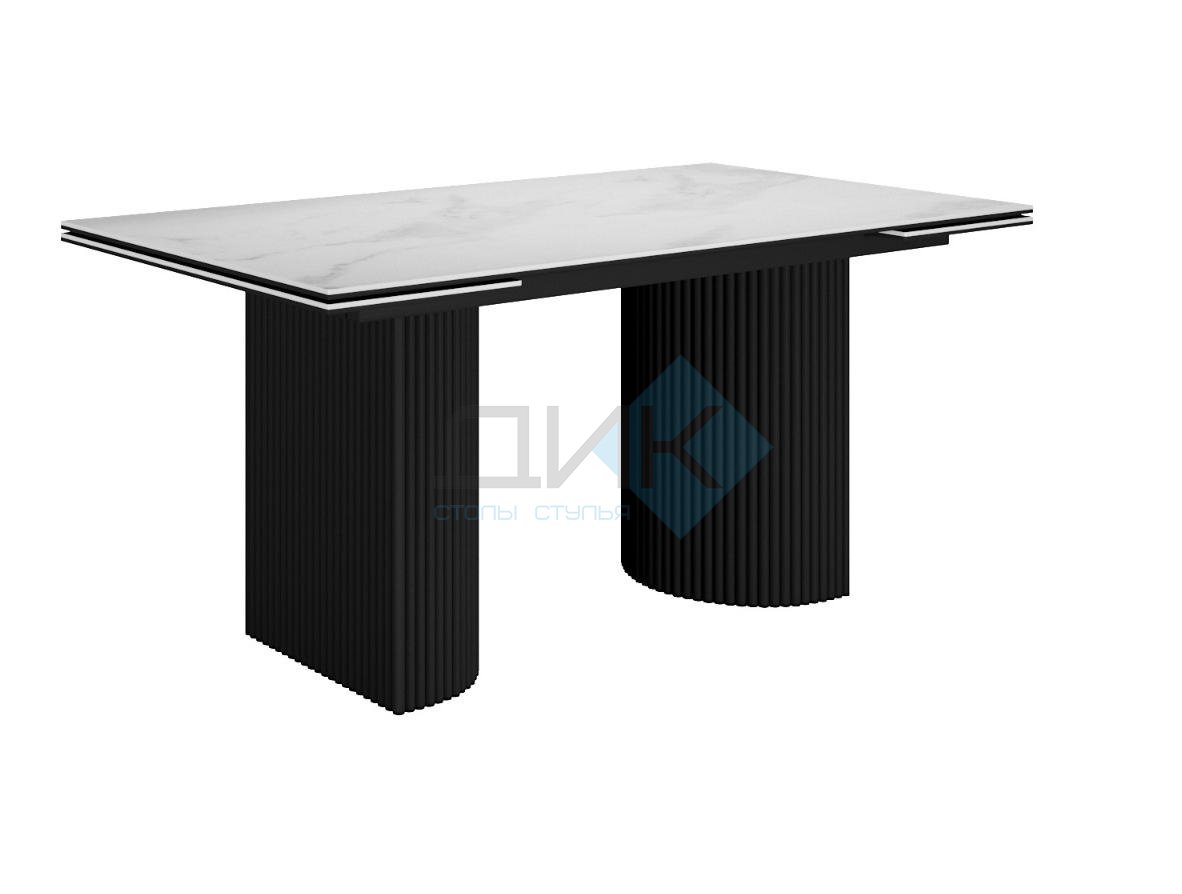 Стол DikLine EKD160, Керамика Белый глянец (К8/2), опоры черные (2 уп.)