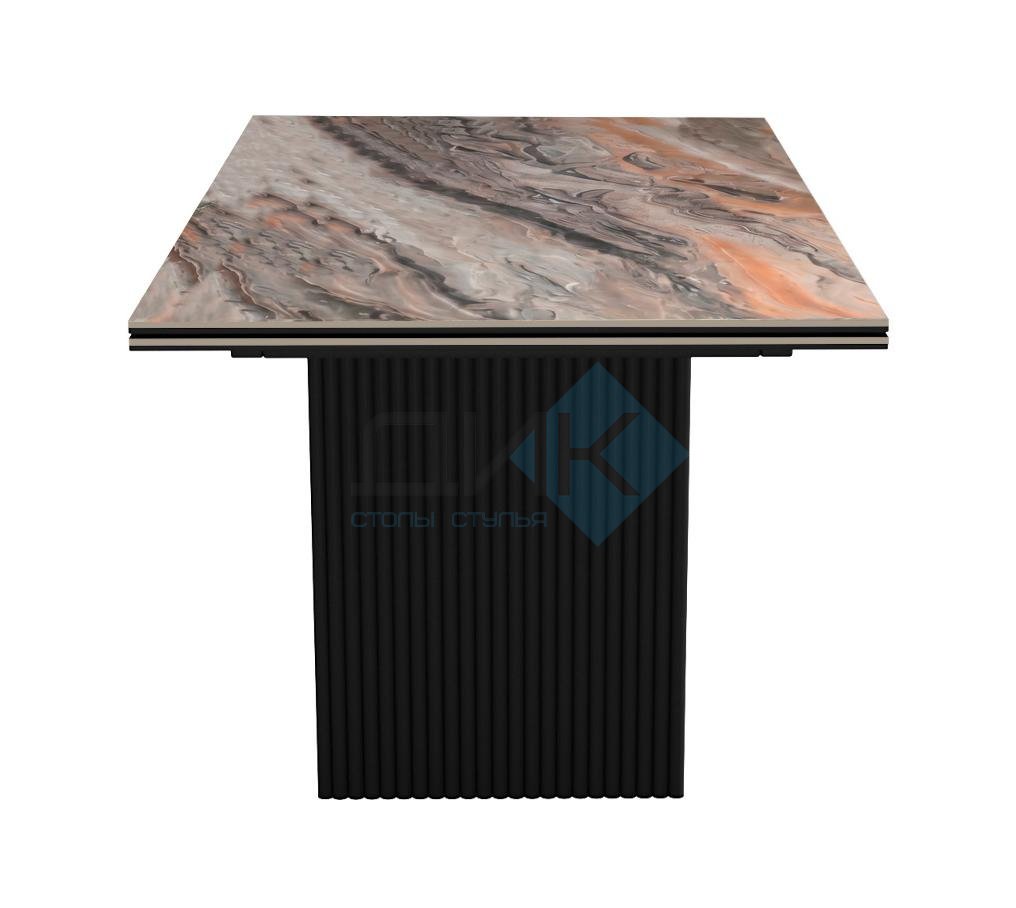 Стол DikLine IKD160 керамика Venetian Brown Light глянец, подстолье черное, опоры черные (2уп.)