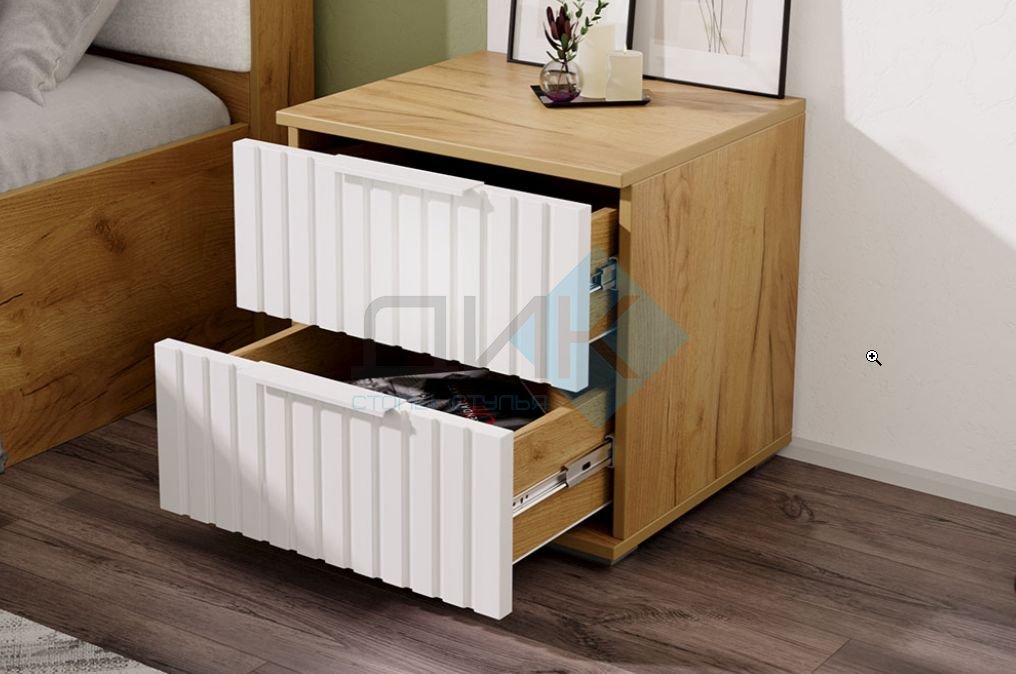 Хилтон тумба прикроватная  (дуб крафт золотой/белый матовый)