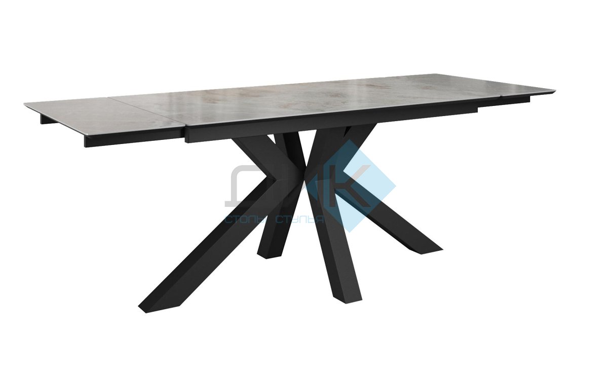 Стол DikLine SFE140 Керамика Italian Grey (глянец серый)/подстолье черное/опоры черные (2 уп.)