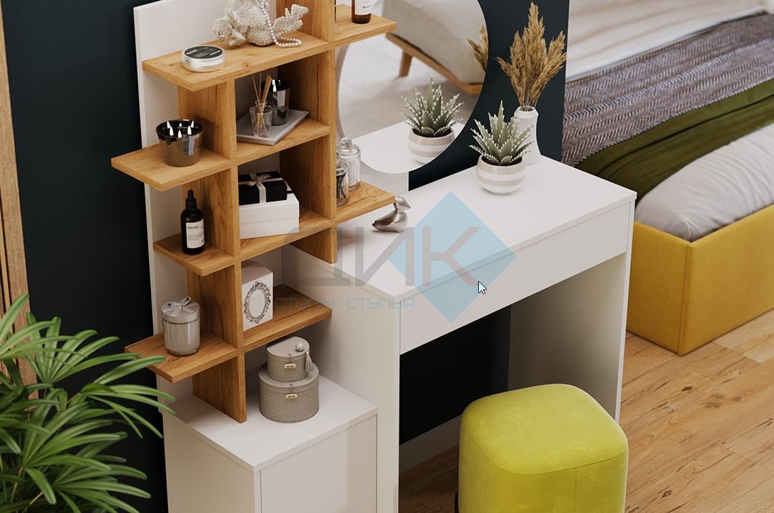 Голден туалетный стол (белый/дуб крафт золотой)