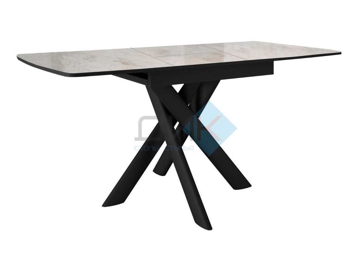 Стол DikLine DKB110, Керамика Italian Grey (глянец серый)/подстолье черное/опоры черные