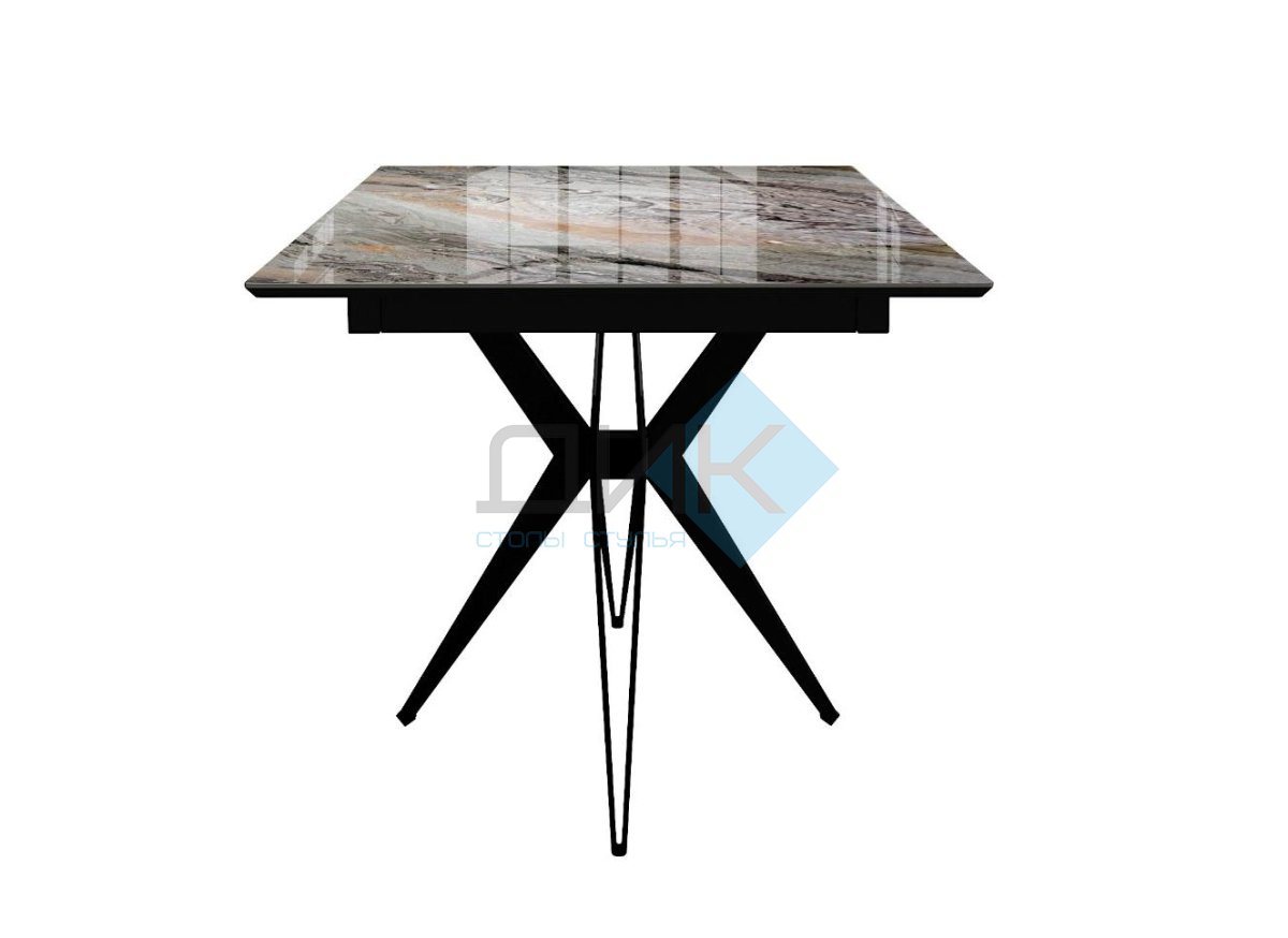 Стол DikLine DKS140 керамика Venetian Brown Light глянец, подстолье черное, опоры черные (2уп.)