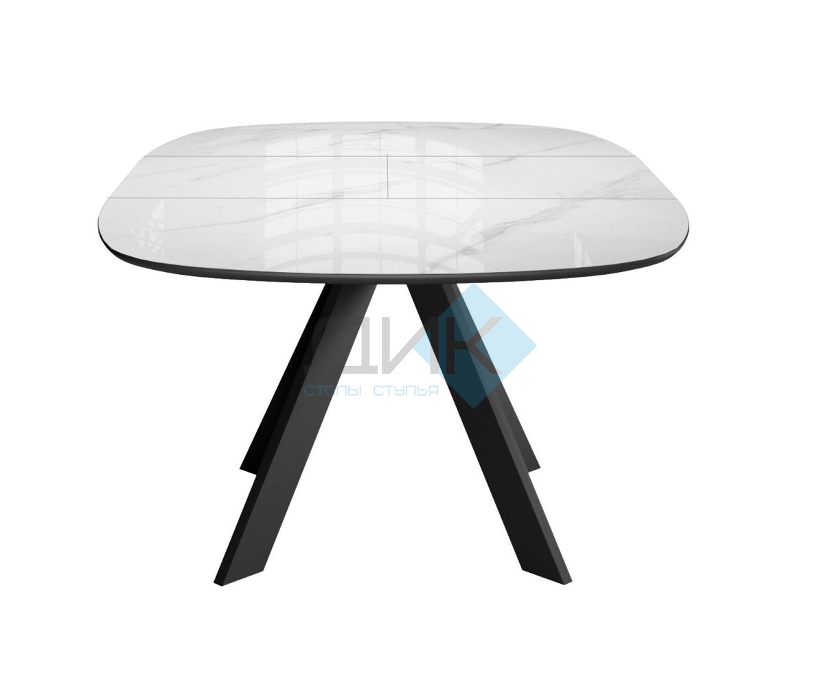 Стол DikLine BK100 Керамика Carrara Gloss (мрамор глянец белый)/подстолье черное/опоры черные