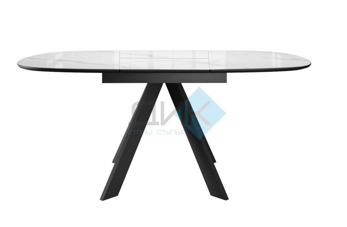 Стол DikLine BK100 Керамика Carrara Gloss (мрамор глянец белый)/подстолье черное/опоры черные