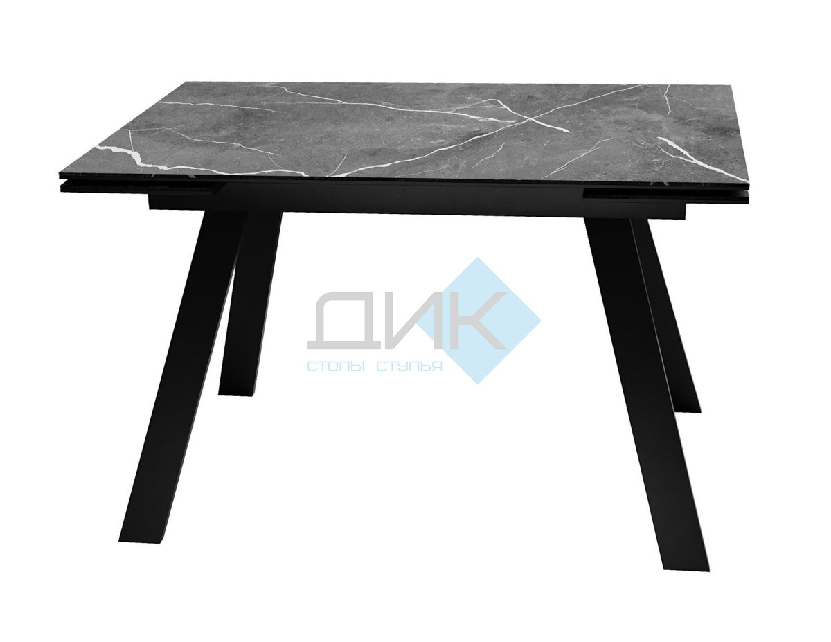 Стол DikLine DKL140 Керамика Серый мрамор/опоры черные (2 уп.)